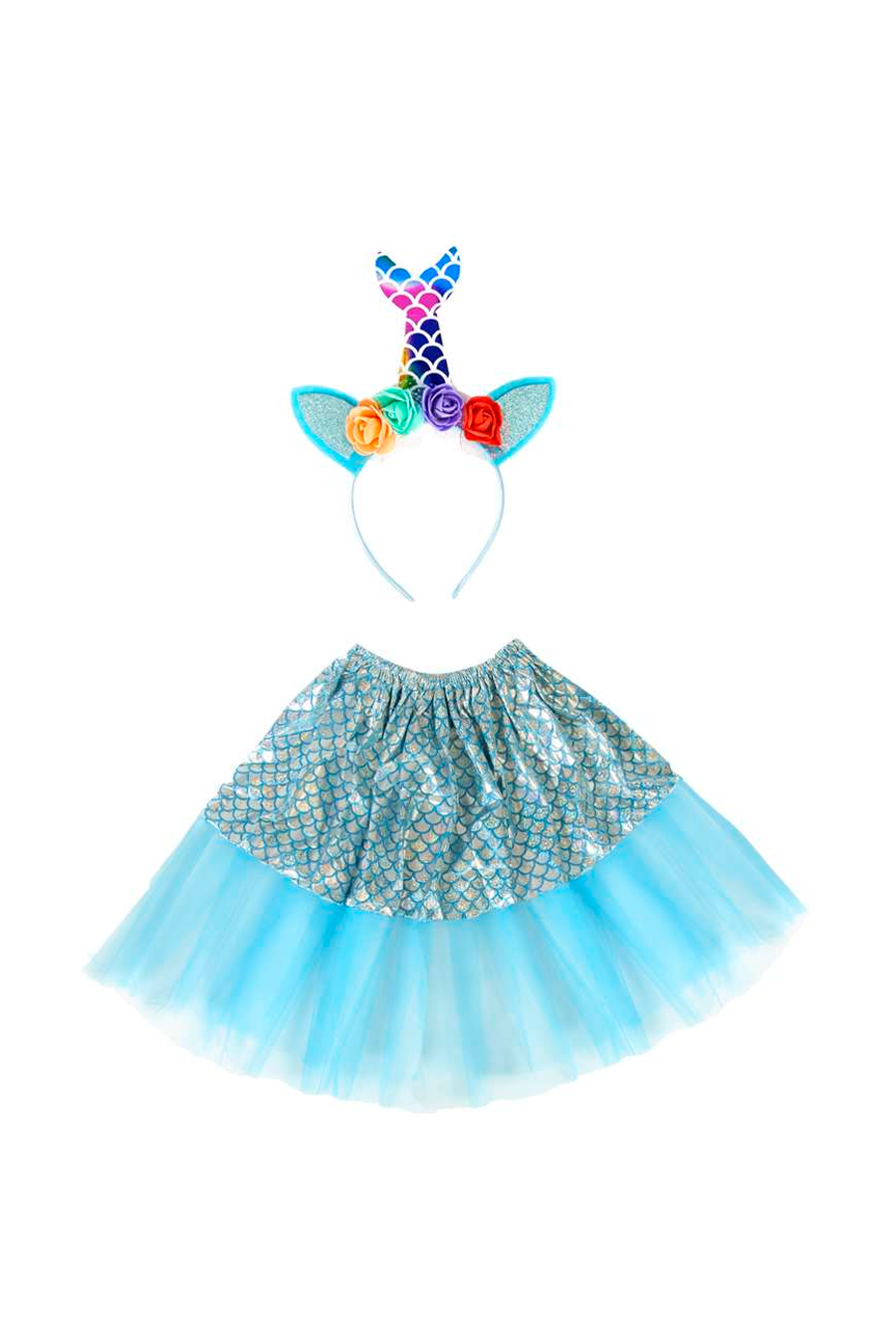 fantasia infantil kit 3 pçs sereia Body tiara saia tule .