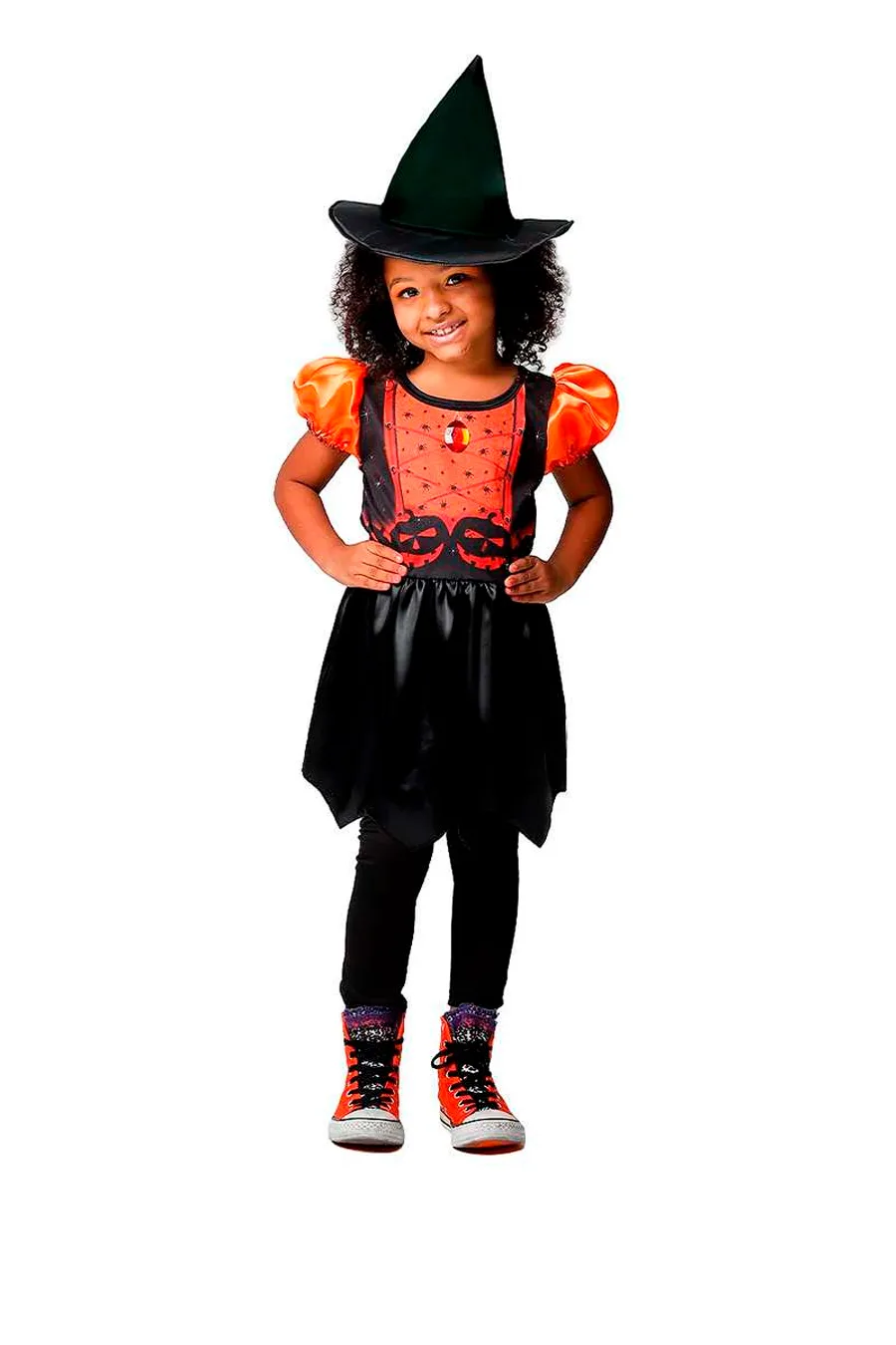 Fantasia Halloween Infantil Bruxinha Com Chapeu Vestido de Bruxa